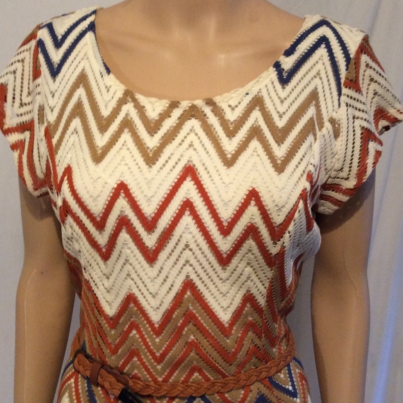 Roz & Ali Dresses & Skirts - ON SALE NOW, BUNDLE FOR BIGGER SAVINGS NEW Chevron Belted Dress Rust SZ 8